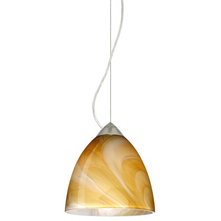 Besa Lighting Besa Vila Cable Pendant Satin Nickel Honey 1x60W Medium Base 1KX-4470HN-SN